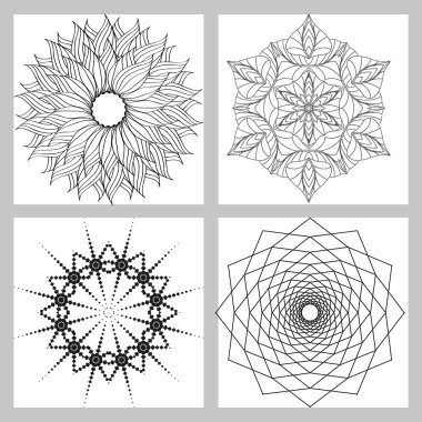 Geometrik dairesel desen seti. 