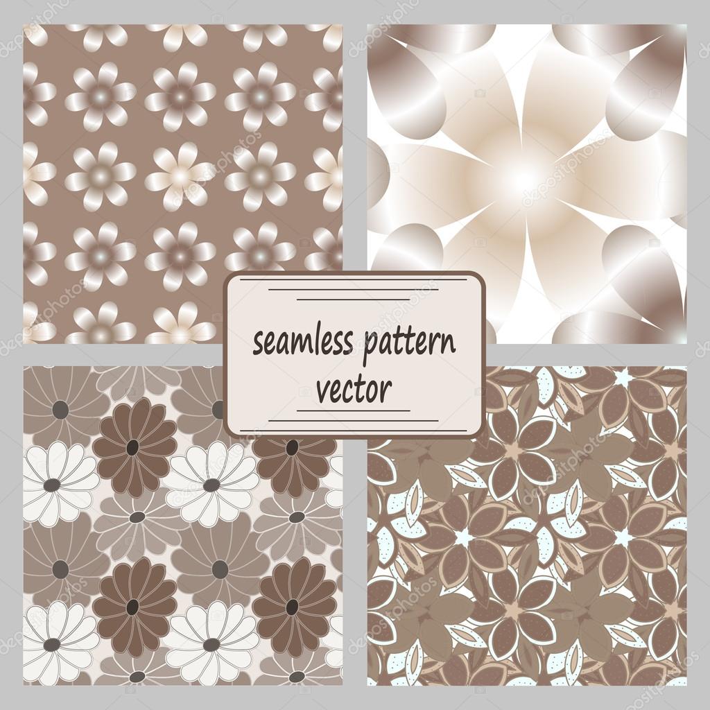 Flower pattern set. Seamless vector background.