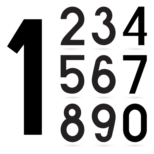 Число от 0 до 9 на белом фоне — стоковый вектор