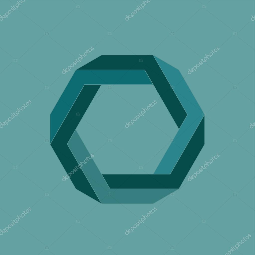 Optical illusion, abstract geometric design element. Printoptical illusion symbols, Impossible sign. Colored vector design
