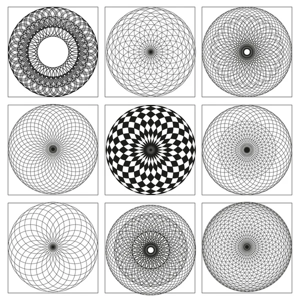 黒と白の幾何学的な円形パターン. — ストックベクタ