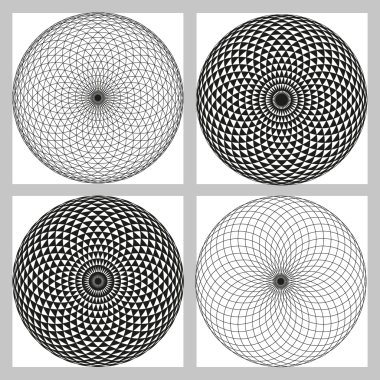 Siyah ve Beyaz dairesel geometrik desen.