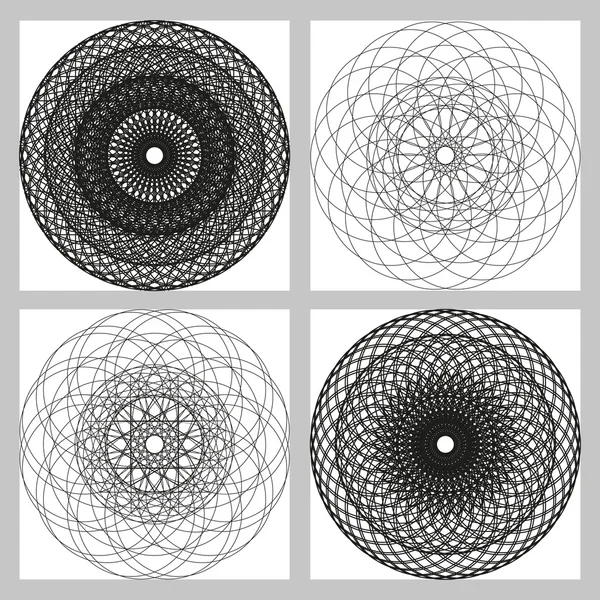 黒と白の幾何学的な円形パターン. — ストックベクタ