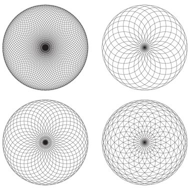 Guillochlu dekoratif öğeler. Vektör çizim.