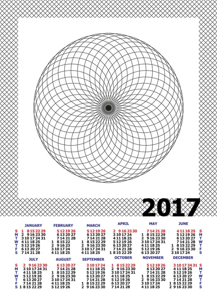 Calendario para 2017 sobre fondo blanco. Vector EPS10 — Vector de stock