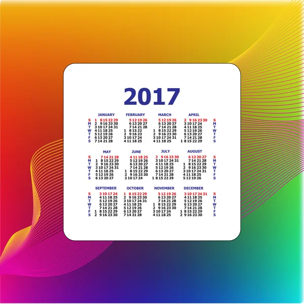 Calendar for 2017 on white background. Vector EPS10 — Stock Vector