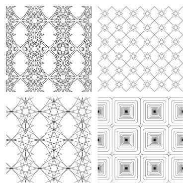4 tek renkli şık Dikişsiz desen seti