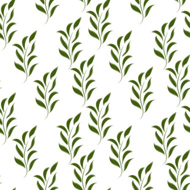 Yaprakları ile yeşil dalların doğa dikişsiz desen