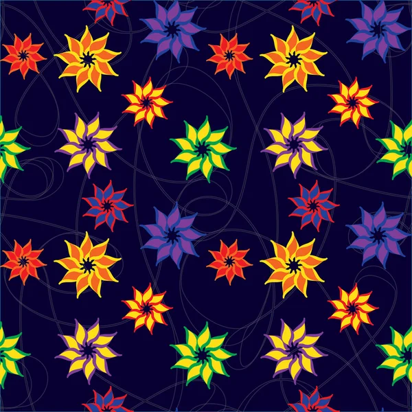 Ein komplexer Vektor nahtloses florales Muster. — Stockvektor