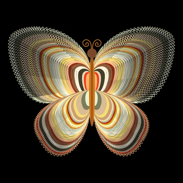 Декоративная стилизованная бабочка на черном фоне для Вашего дизайна — стоковый вектор