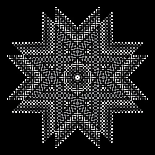 Modèle géométrique circulaire vectoriel. Petits carrés noirs et blancs . — Image vectorielle