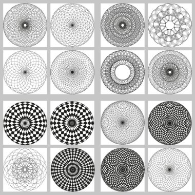 Siyah ve Beyaz dairesel geometrik desen.