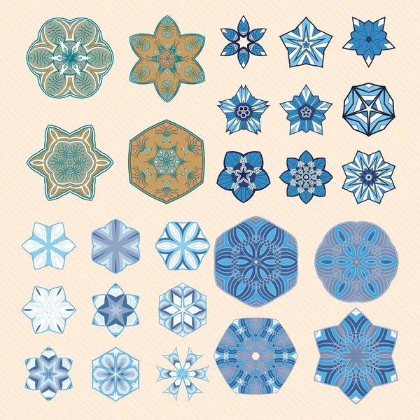 Set di ornamenti geometrici rotondi — Vettoriale Stock