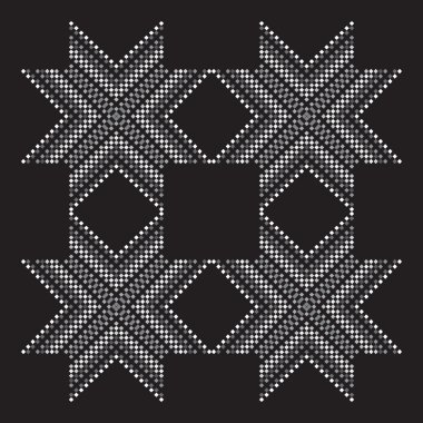 Vektör dairesel geometrik desen. Küçük siyah beyaz kareler.