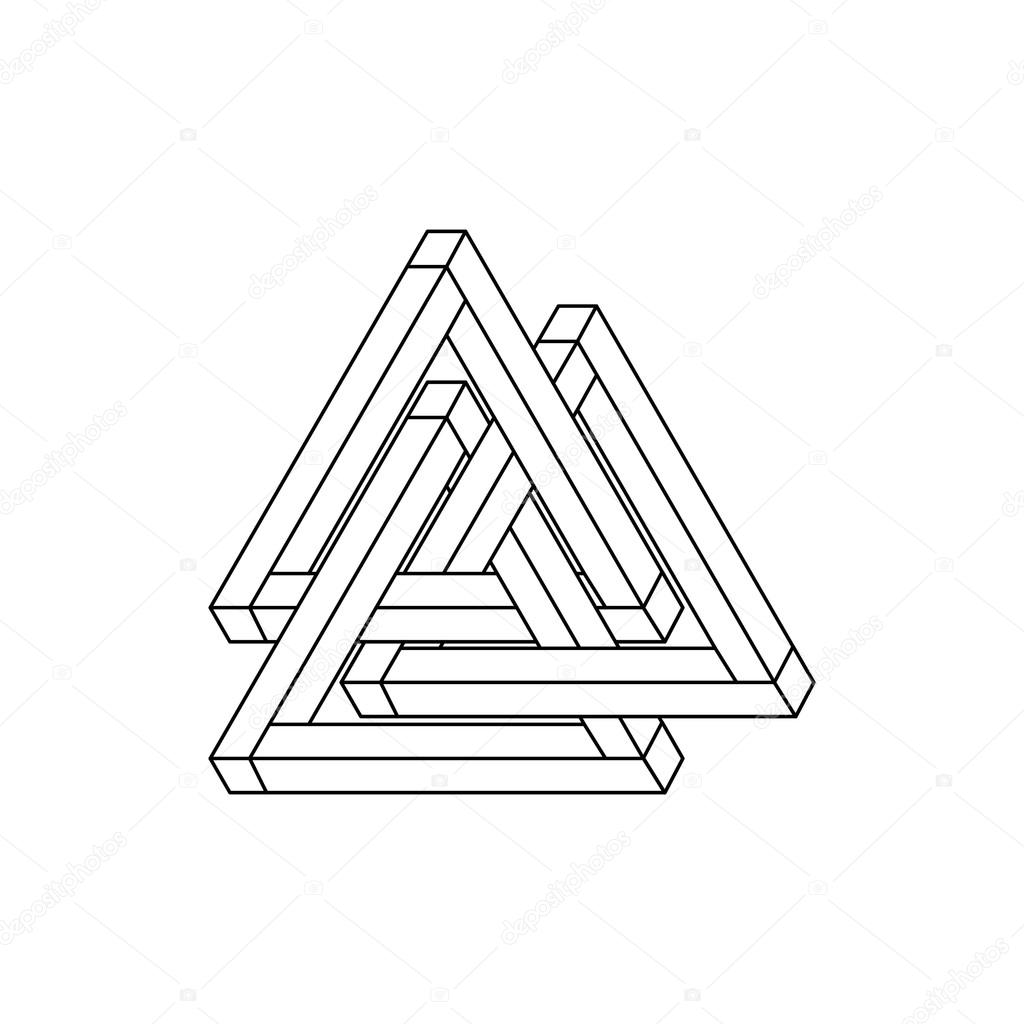 Optical Illusion, impossible geometry. Vector Illustration isolated on white