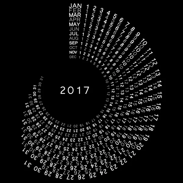 Calendario espiral 2017 — Vector de stock