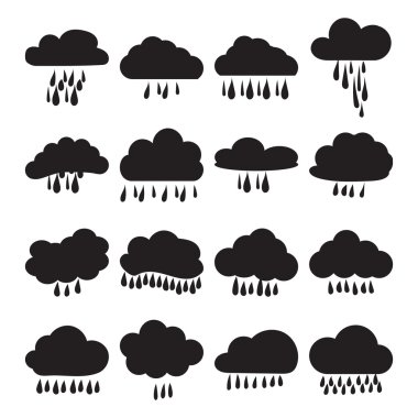 Siyah ve beyaz simgeler kümesi bulutlar