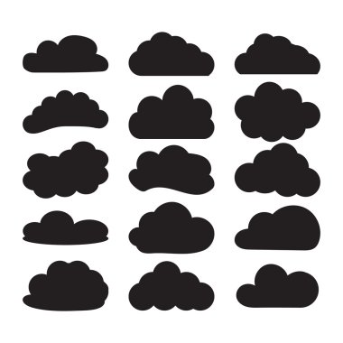 Siyah ve beyaz simgeler kümesi bulutlar