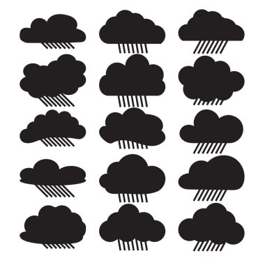 Siyah ve beyaz simgeler kümesi bulutlar