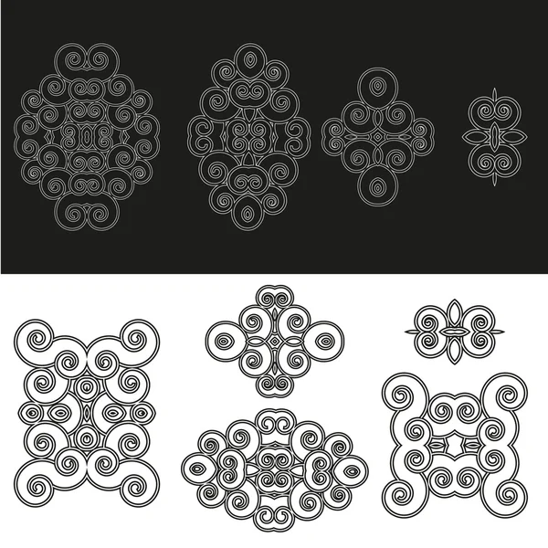 Motivos florales y elementos de diseño en estilo remolino aislados en blanco — Vector de stock