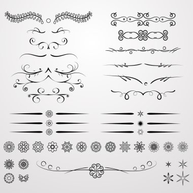 Çalışmanızı süslemek için dekoratif öğeler kümesi.