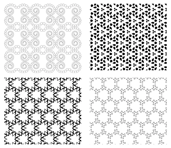 Monocromo patrones sin costura conjunto — Vector de stock