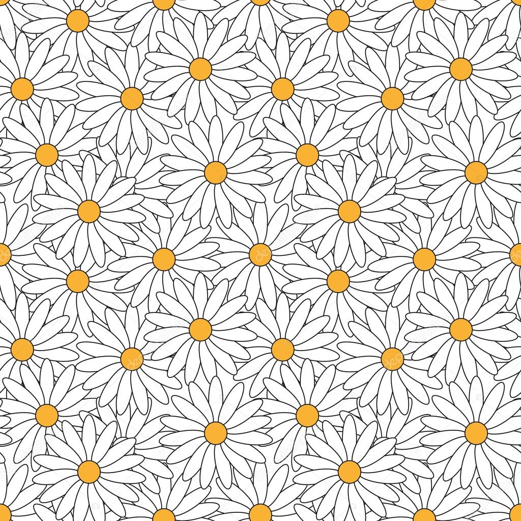 Seamless pattern of daisies.