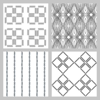 4 tek renkli şık Dikişsiz desen seti