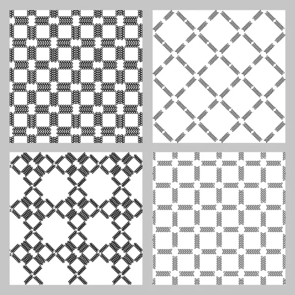 Conjunto de 4 patrones monocromáticos elegantes sin costura — Archivo Imágenes Vectoriales