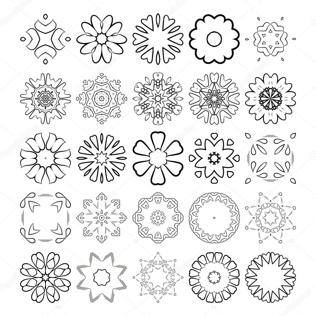 Decorative design elements. Circle ornament. Vector set.