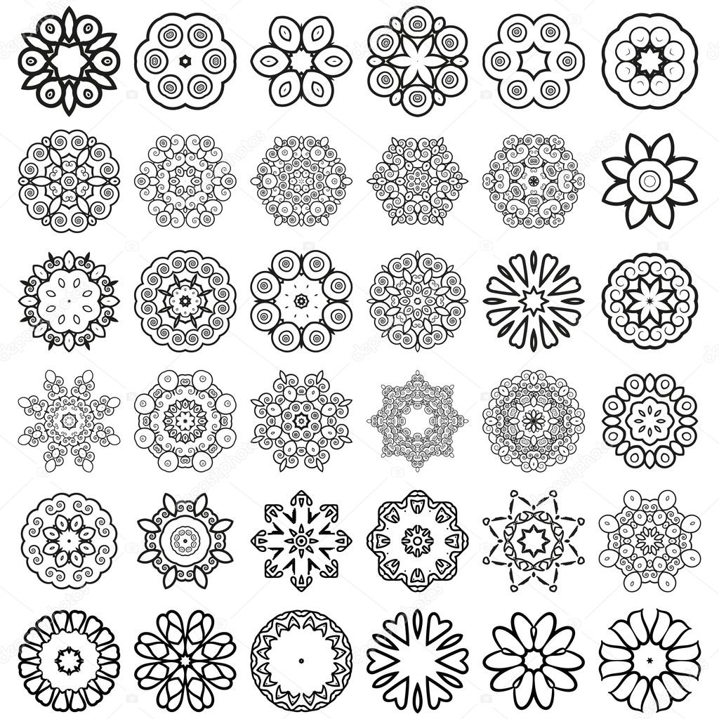 Decorative design elements. Circle ornament. Vector set.