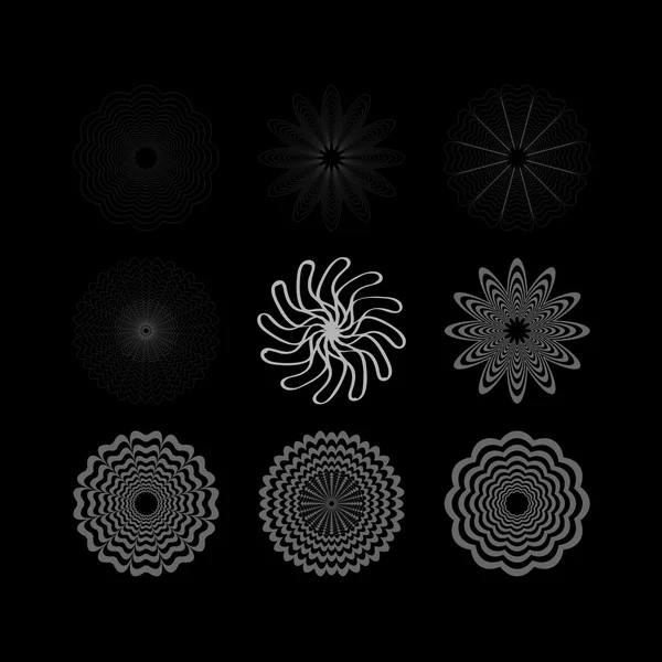 Прості геометричні орнаменти. Векторний набір круглих візерунків . — стоковий вектор