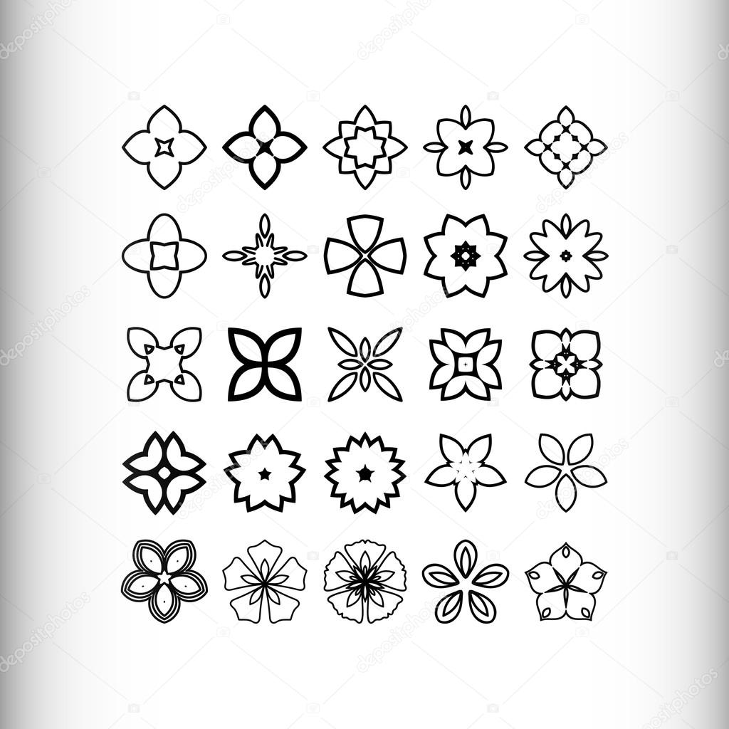 Decorative design elements. Circle ornament. Vector set.