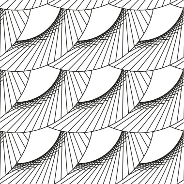 A complex pattern of circles. Geometric black and white seamless  monochrome pattern of overlapping circles.