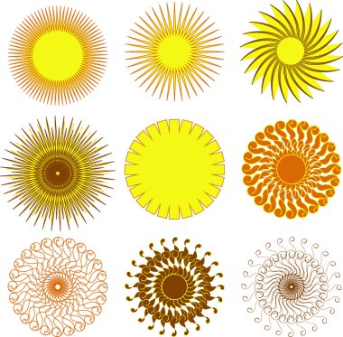 Collection of suns icons.
