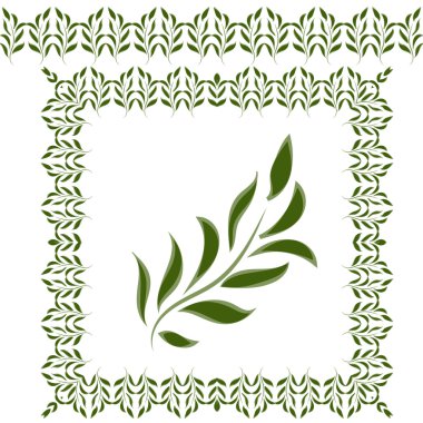 Green leaves and green frame 