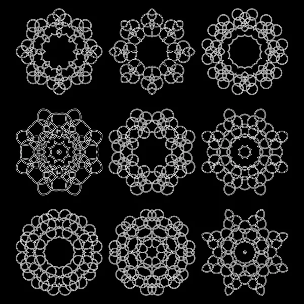 Einfache geometrische Ornamente. Vektorsatz kreisförmiger Muster. — Stockvektor