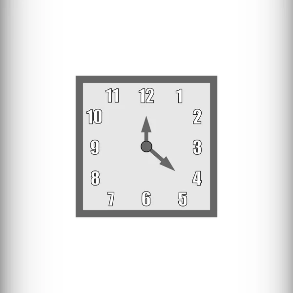 Vector simple classic black and white square wall clock isolated on white. — 图库矢量图片