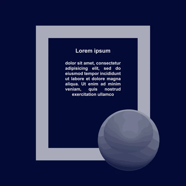 Gray-blue ball on a blue background, gray frame — 스톡 벡터