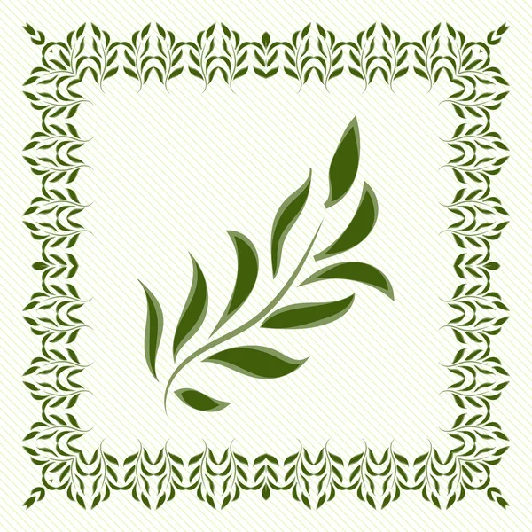 Green leaves and green frame — 图库矢量图片