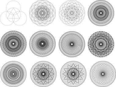 Siyah ve Beyaz dairesel geometrik desen.