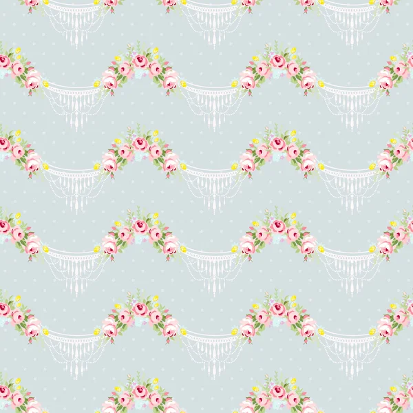 작은 핑크 장미와 함께 완벽 한 꽃 패턴 — 스톡 벡터