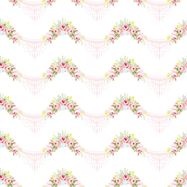 작은 핑크 장미와 함께 완벽 한 꽃 패턴 — 스톡 벡터