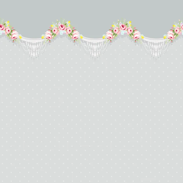작은 핑크 장미와 원활한 꽃 테두리 — 스톡 벡터