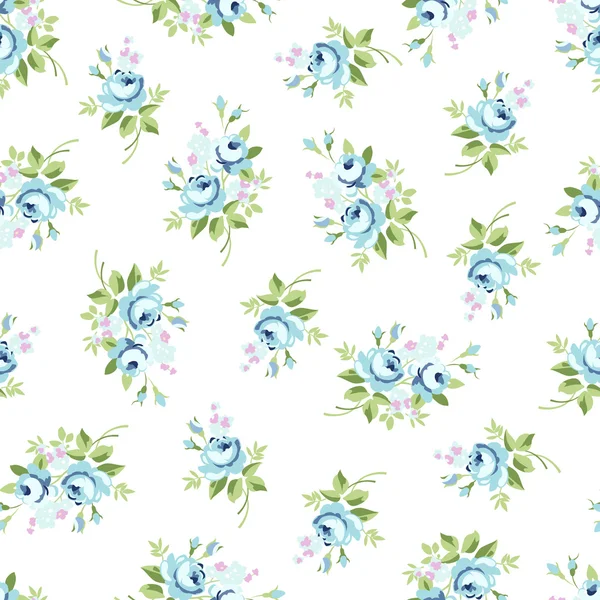 Mavi gül ile sorunsuz çiçek desenli — Stok Vektör