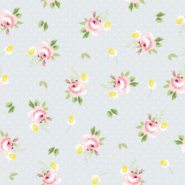 Küçük kırmızı güller ile sorunsuz çiçek desenli