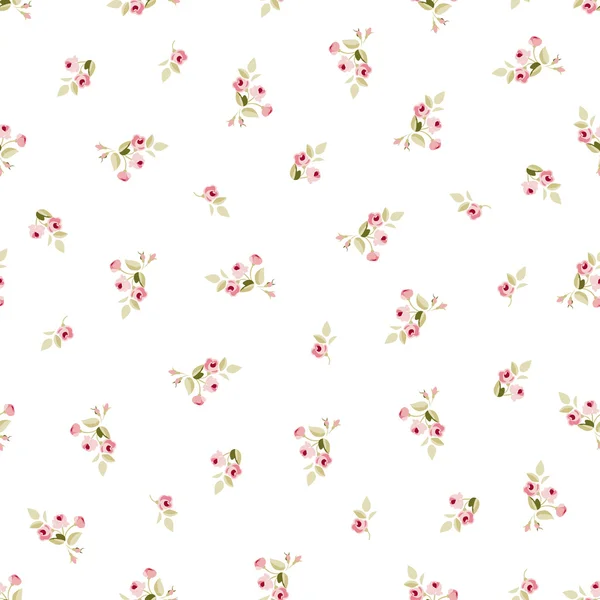 Motif floral sans couture avec des petites roses rouges — Image vectorielle