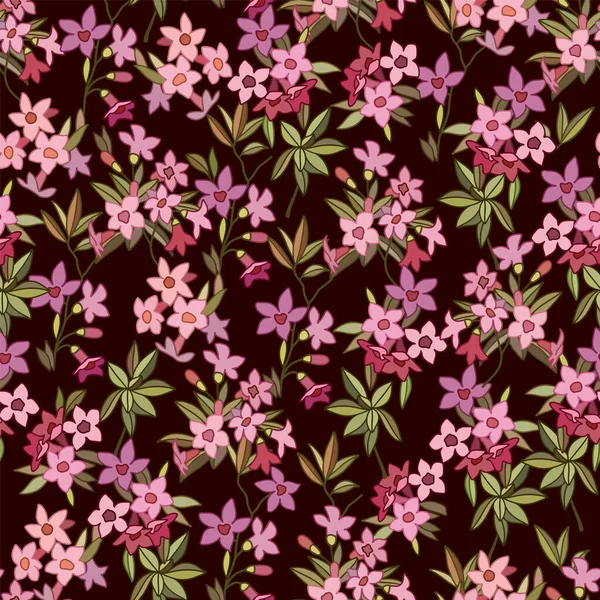 Motivo floreale senza cuciture con piccoli fiori rosa. — Vettoriale Stock