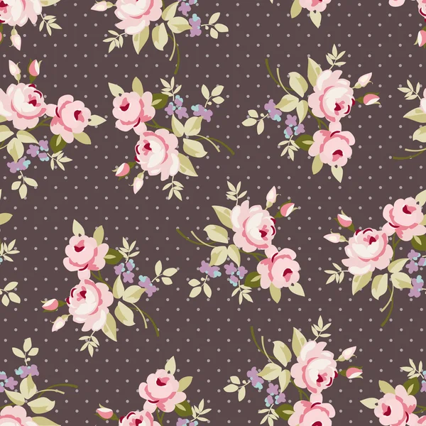 Patrón floral sin costuras con ramos de rosas rosadas — Vector de stock