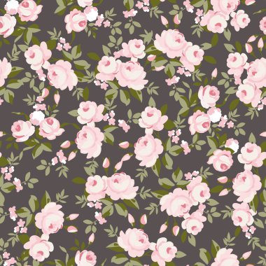 küçük pembe güller ile çiçek desenli